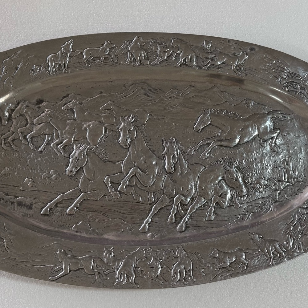 Arthur Court Silver Equestrian Embossed Tray